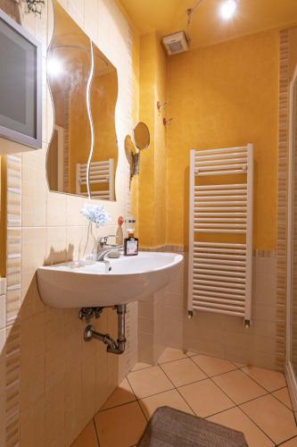 a bathroom with a sink and a mirror at Italian Experience-Florentine Careggi Loft in Florence