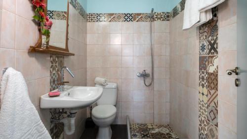 a bathroom with a toilet and a sink at Dodekanisos Leros III in Agia Marina