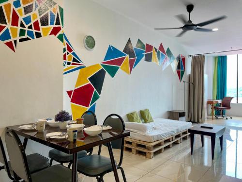 Ruang duduk di Hush Inn at ITCC Manhattan Suites