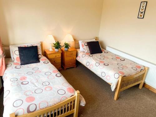 a room with two beds and two night stands at Hynes Self-Catering Midlands Banagher Birr in Birr
