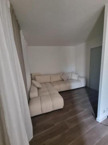 - un salon avec un canapé blanc dans l'établissement Appartement au centre ville d'Avignon, à Avignon