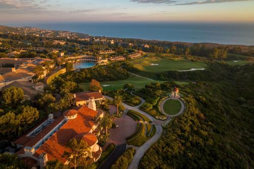 an aerial view of the golf course at the resort at The Resort at Pelican Hill in Crystal Cove