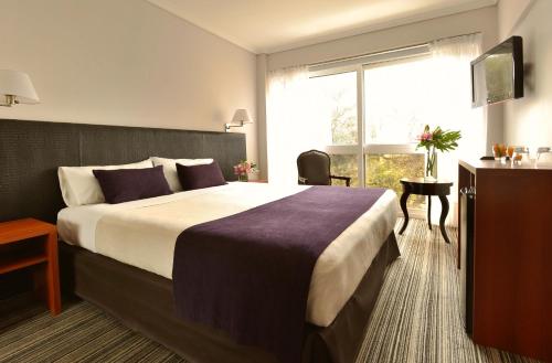 a hotel room with a large bed and a window at Bisonte Libertad in Buenos Aires