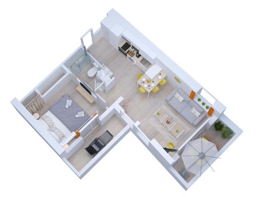 un plan de plancher dans l'établissement Soleil d'Été - Netflix & Wifi - Balcon - Climatisation - Parking Gratuit - check-in 24H24 - Emplacement Vélos - GoodMarning, à Châlons-en-Champagne