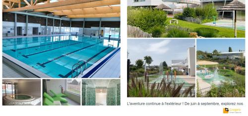 un collage de photos d'une piscine dans l'établissement Studio F1 tout confort centre ville, à Beaumont-sur-Oise
