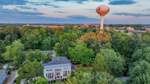 an aerial view of a town with a water tower at Bama Bed and Breakfast - Wisteria Suite in Tuscaloosa