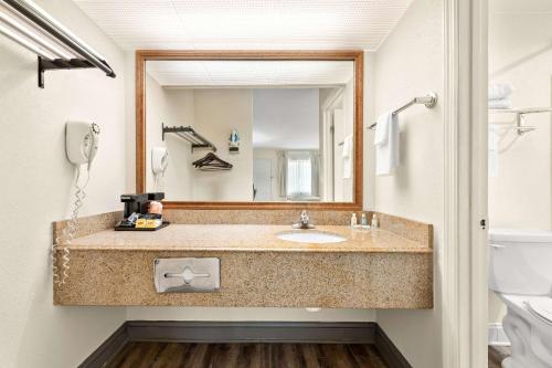 ペラムにあるQuality Inn Pelham I-65 exit 246の洗面台と鏡のあるバスルーム