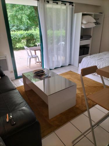 un salon avec un canapé et une table basse dans l'établissement Aude, à La Rochelle