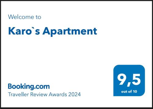 Certifikát, hodnocení, plakát nebo jiný dokument vystavený v ubytování Karo`s Apartment