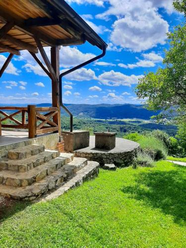 a set of stone steps under a gazebo at Relax house Aurora in Jasenovica