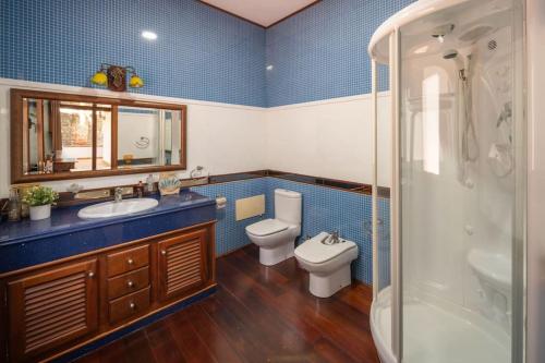 a bathroom with a toilet and a sink and a shower at TINDAYA by Buenavilla in Puerto Calero
