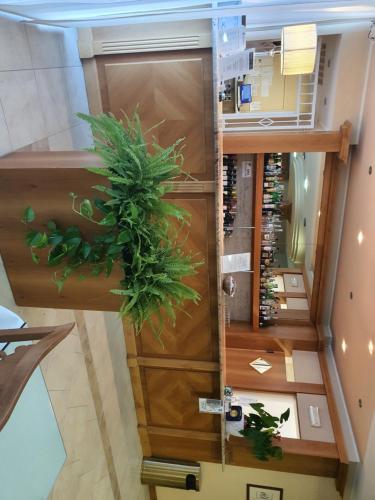 a room with a glass door with plants in it at Hotel Motel 2 in Castel San Giovanni