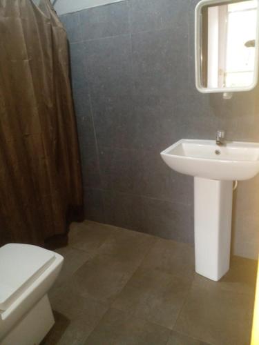 a bathroom with a white sink and a toilet at Green View Ella in Ella
