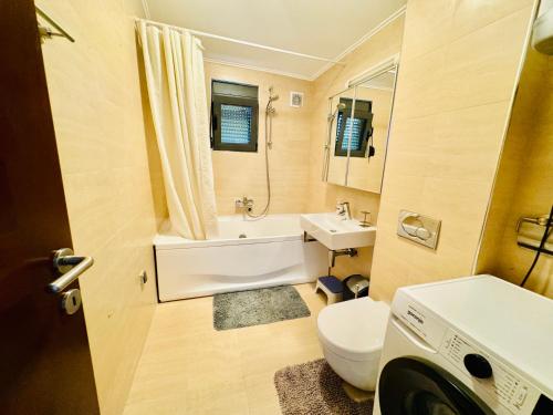 a small bathroom with a toilet and a sink at Orahovac sunny port in Kotor