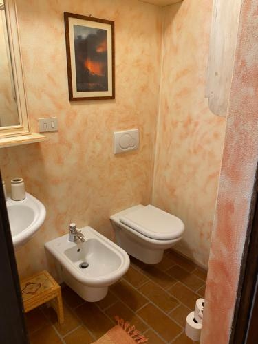 a small bathroom with a toilet and a sink at Villa Rosa di Chianti in Radda in Chianti