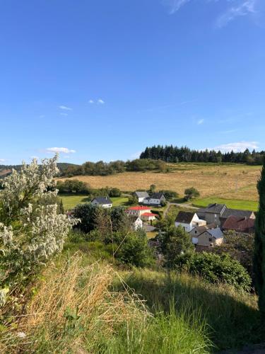 a small town in a field with houses at Ferienwohnung am Nürburgring in Siebenbach