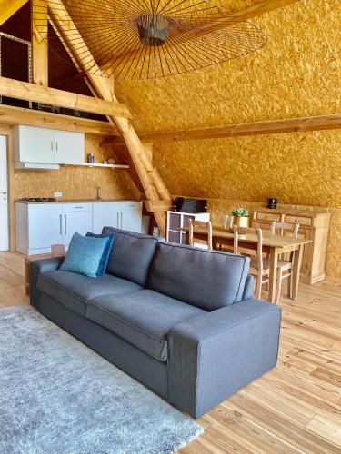 a living room with a couch and a table at Saules et Têtards in Frasnes-lez-Anvaing