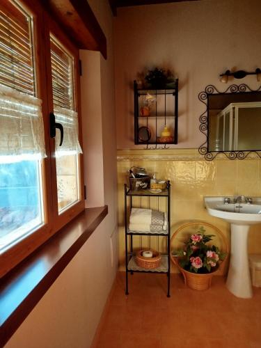 a bathroom with a sink and a mirror at Casa Rural Mi Rinconcillo in Valleruela de Pedraza