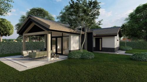 a rendering of a house with a gazebo at Recreatiepark de Markplas in Opheusden