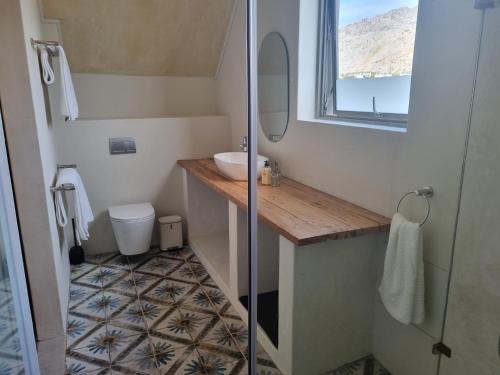 a small bathroom with a sink and a toilet at The Dunes Pringle Bay in Pringle Bay
