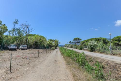 a dirt road with two cars parked on the side at Casina Napoleonica in Lacona
