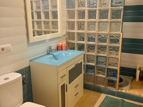 a bathroom with a sink and a toilet at Apartamento de la Cruz in Merida