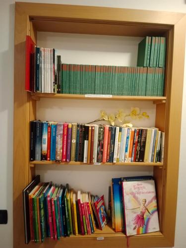 a book shelf filled with lots of books at Bed and Breakfast Galet in Ledro