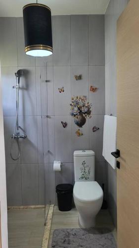 a bathroom with a white toilet in a room at Suite with jacuzzi in Las Terrenas in El Limón