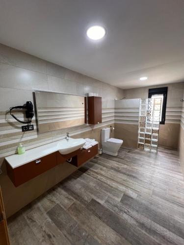 a bathroom with a sink and a toilet at VILLA RINCON DEL BUITRE in Moratalla