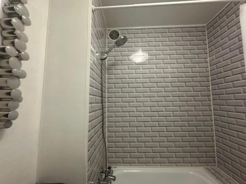 une salle de bain avec douche et baignoire dans l'établissement Les Arènes, zen et moderne, à Limoges