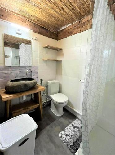 une salle de bain avec toilettes, lavabo et douche dans l'établissement Coccon Malmousque, à Marseille