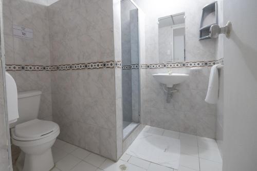 a bathroom with a toilet and a sink at Hotel Stil Cartagena in Cartagena de Indias