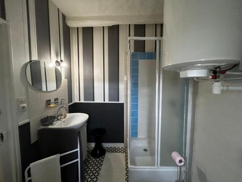 Ένα μπάνιο στο Maison de charme à Barrou, proche La Roche-Posay, cour, lave-linge, lave-vaisselle, WIFI, animaux OK - FR-1-541-110