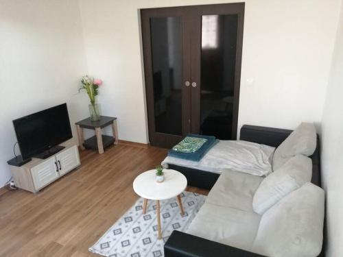 un salon avec un canapé et une table dans l'établissement Appartement à Bagneux, à Bagneux