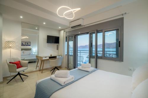 Ένα ή περισσότερα κρεβάτια σε δωμάτιο στο Skala portview studio