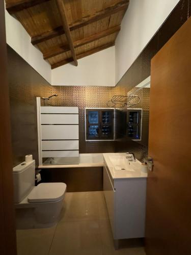 a bathroom with a toilet and a sink at R&F Dreams in Mondim de Basto