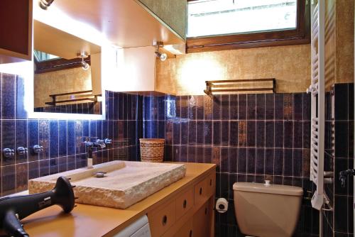 une salle de bain avec un lavabo et des toilettes dans l'établissement Au calme entre les mélèzes- Appt proche des pistes, aux Orres