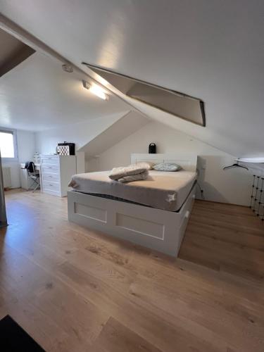- une grande chambre mansardée dans l'établissement Maison individuelle et cosy, à Houilles
