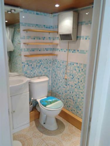 une salle de bain avec toilettes et lavabo dans l'établissement Coquette petite maison de village, à Aups