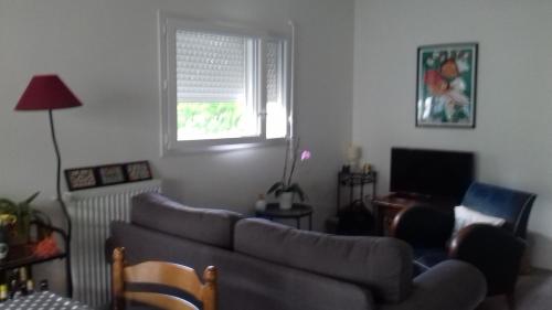 un salon avec un canapé et une fenêtre dans l'établissement Appartement 2 pièces à Bayonne, à Bayonne