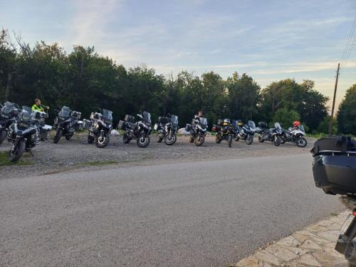 a group of motorcycles parked on the side of a road at Mirocki-Raj in Miroč