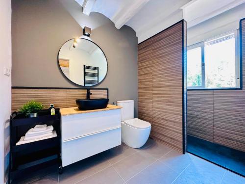 a bathroom with a sink and a mirror at Cal Moline 2 Estel in Aviá