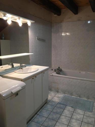 a bathroom with a sink and a bath tub at La ferme d'ernest in Marnay