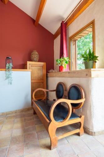 Ruang duduk di Gîte Gîte Aulas 2/4 personnes