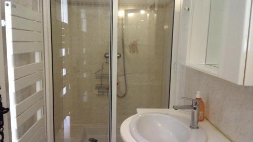 une salle de bain avec douche et lavabo dans l'établissement Le gite reisch, à La Cadière-dʼAzur