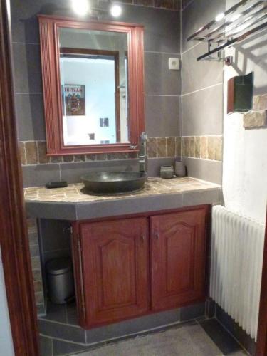 une salle de bain avec un lavabo et un miroir dans l'établissement Le marronnier a la bouverie, à Roquebrune-sur Argens