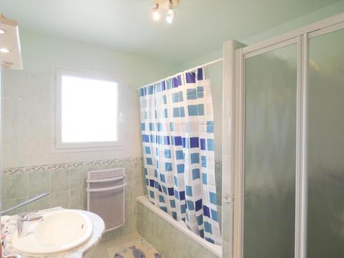 une salle de bain avec un lavabo et une douche dans l'établissement Le saoutot, à Saint-Jean-de-Marsacq