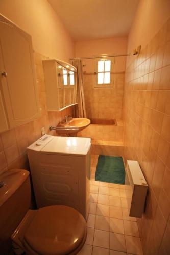 une salle de bain avec toilettes, lavabo et douche dans l'établissement Le val des deux rieux, à Saint-Just-le-Martel
