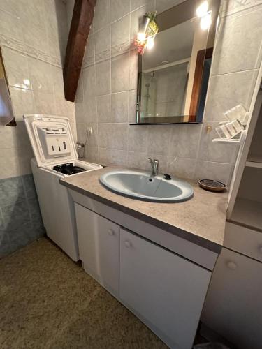 a bathroom with a sink and a mirror at Le pin franc in Azur