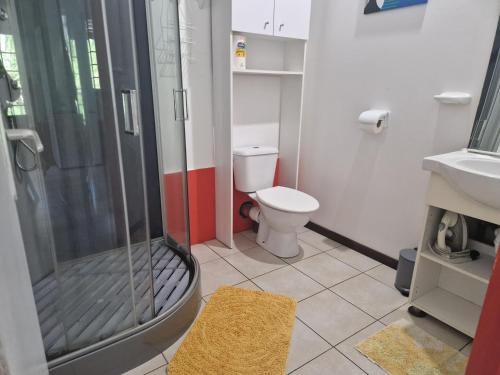 Koupelna v ubytování Bungalows Corail, F3 avec piscine à Sainte Luce